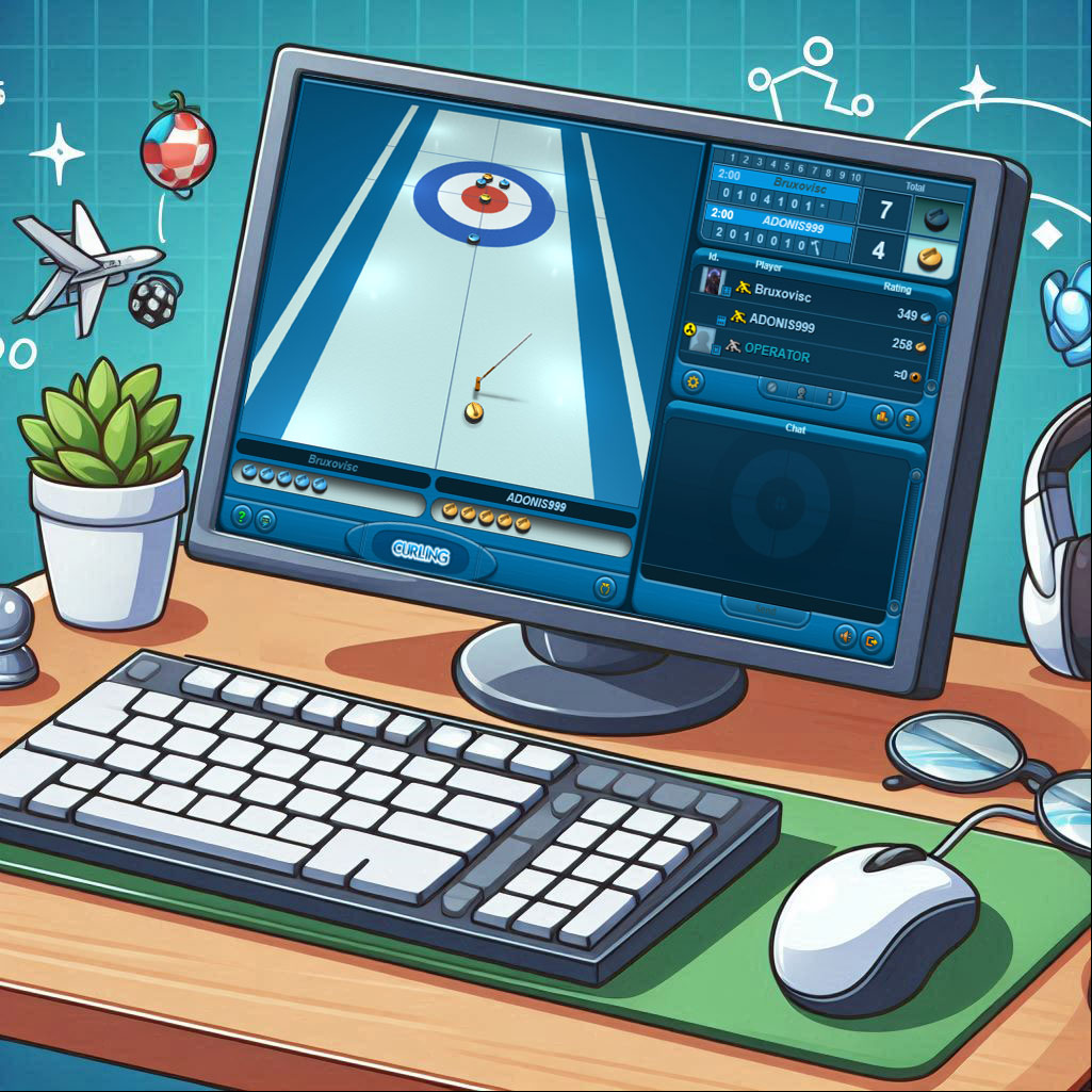 Virtual curling stones on an online game board