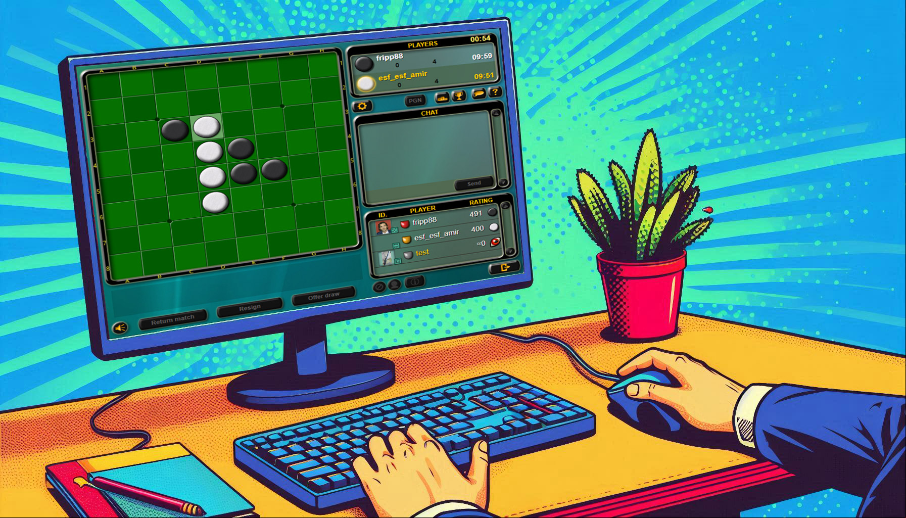 Player making a move in an online reversi game